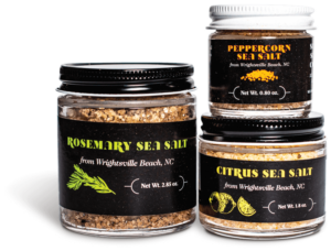 Jars of seasoning salt from Hatteras Salt Works
