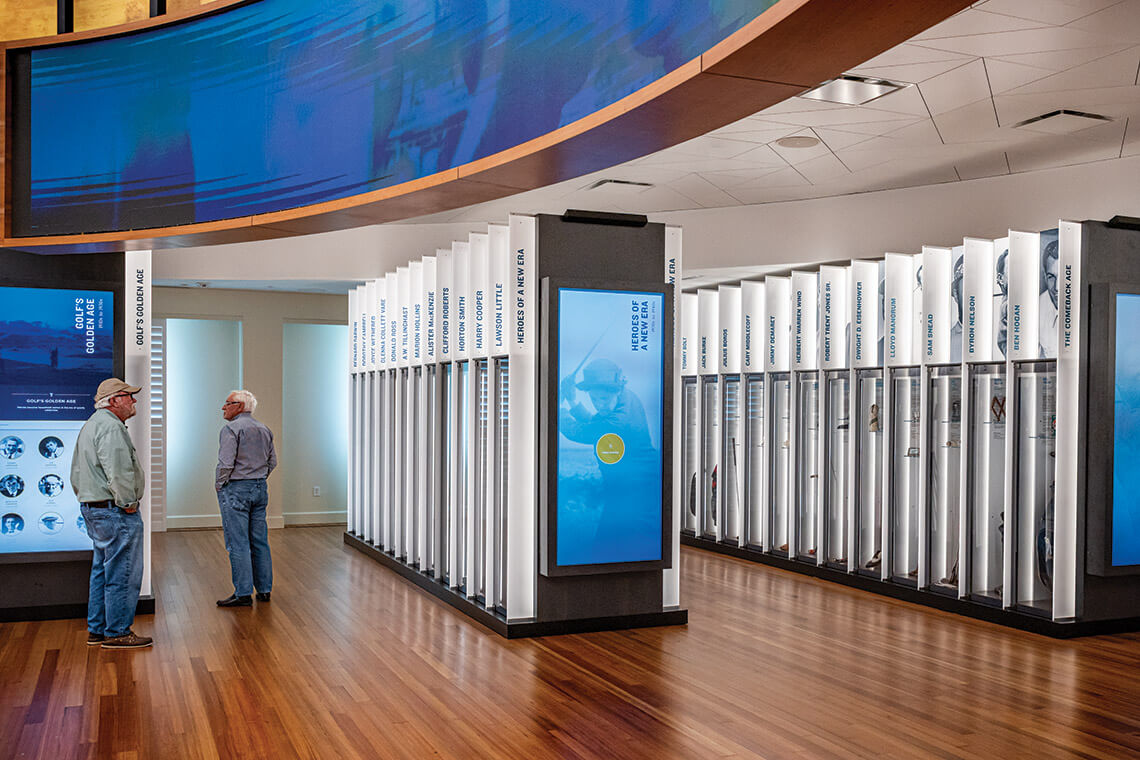 People visiting the aisles at the World Golf Hall of Fame.