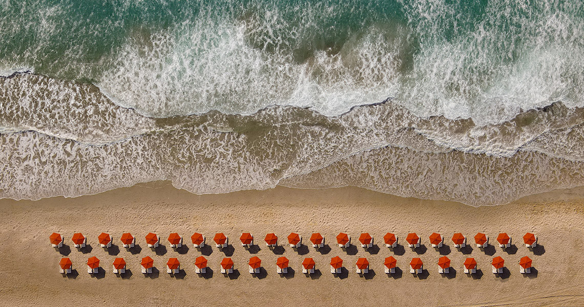 Lounge chairs on the beach