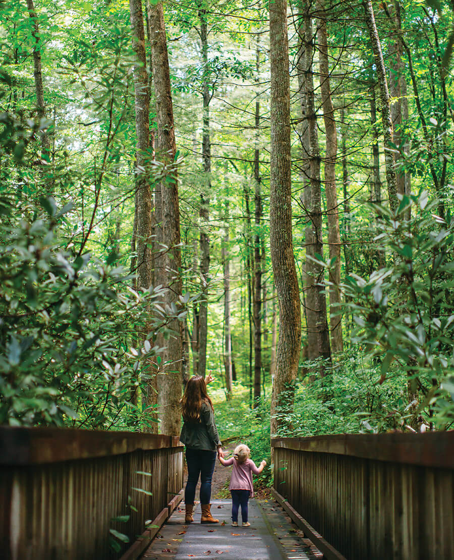 Mother and child in Holmes Educational State Forest
