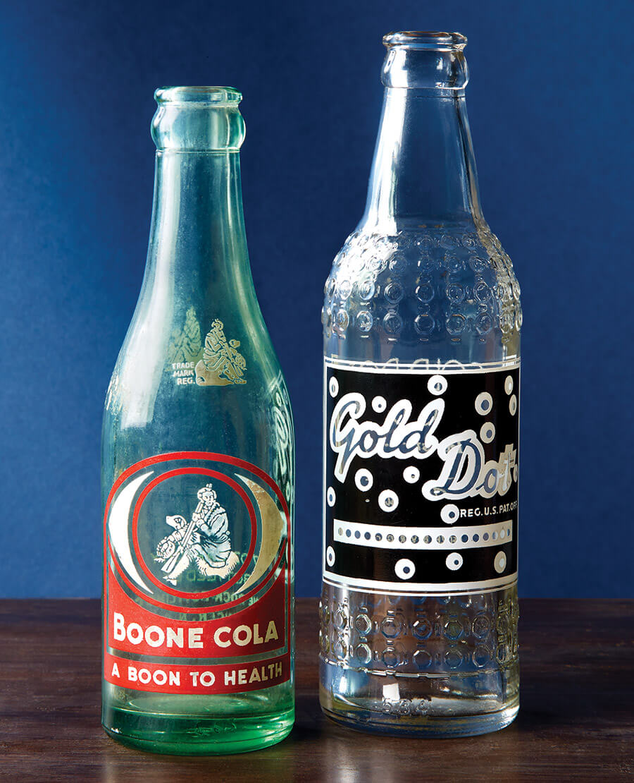 Boone Cola glass bottle and Gold Dot bottle