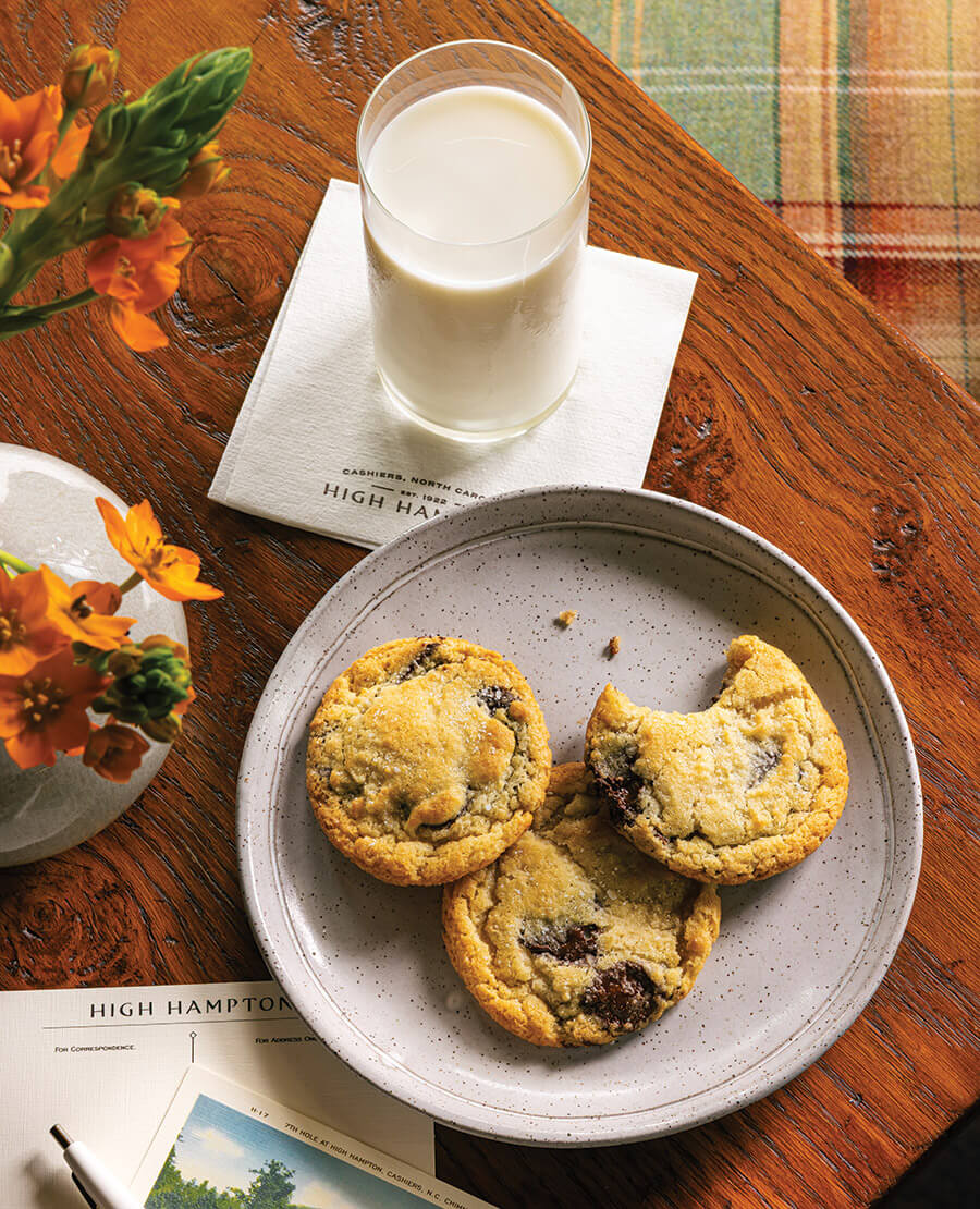Plate of chocolate chip cookies at High Hampton