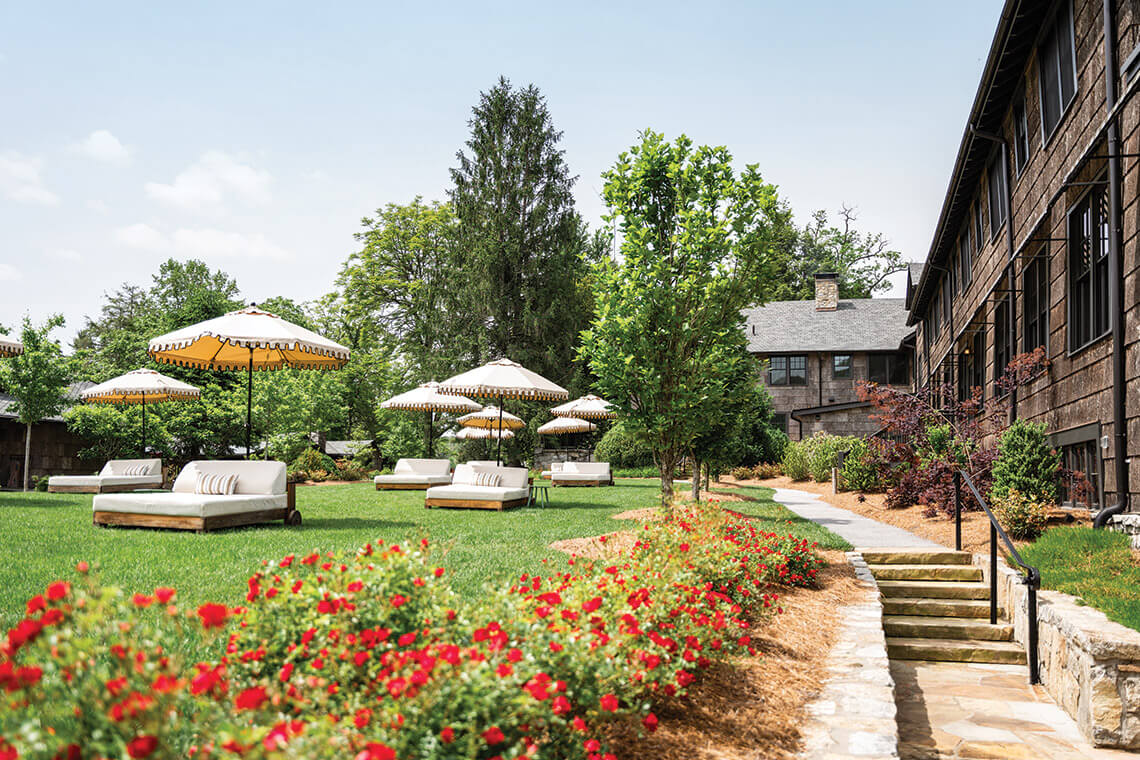 Outdoor veranda at High Hampton Resort