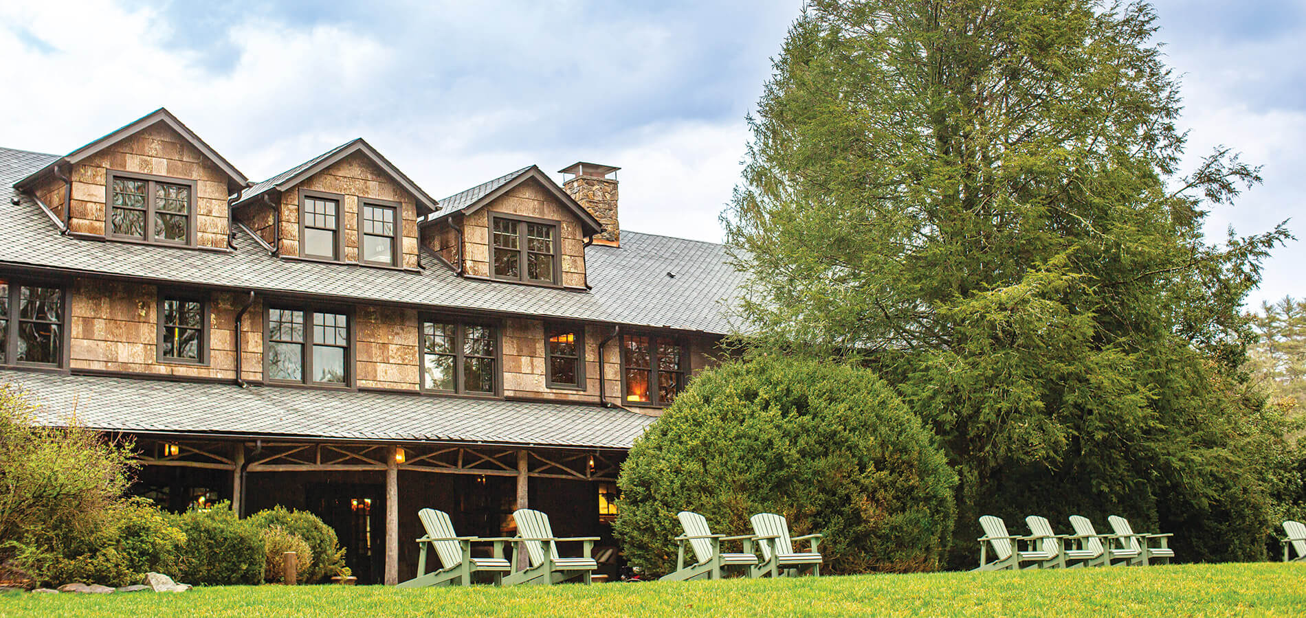 Adirondack chairs outside of High Hampton Resort