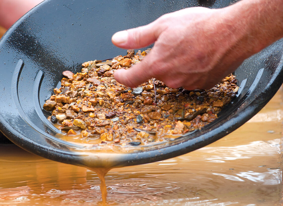 Hand panning for gem stones