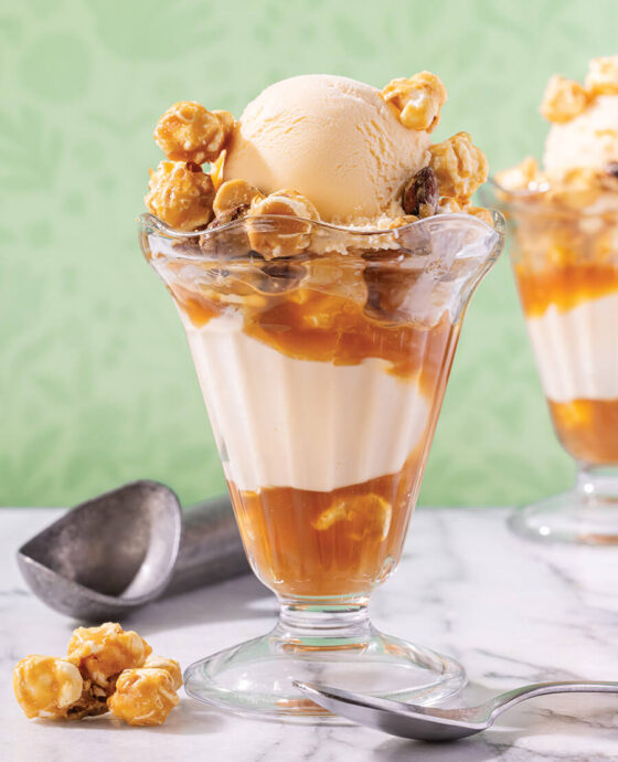 Corn custard ice cream sundae
