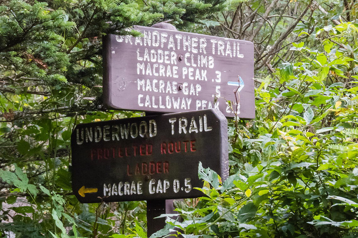 Signposts on Grandfather Trail