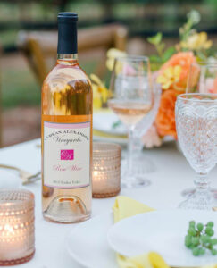 Curran Alexander Vineyards rose wine on the table