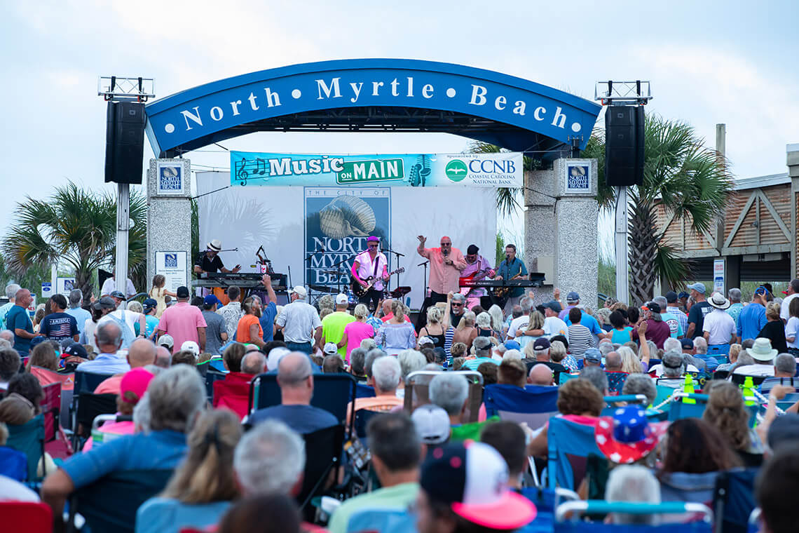 Crowd watches band at Music on Main in North Myrtle Beach