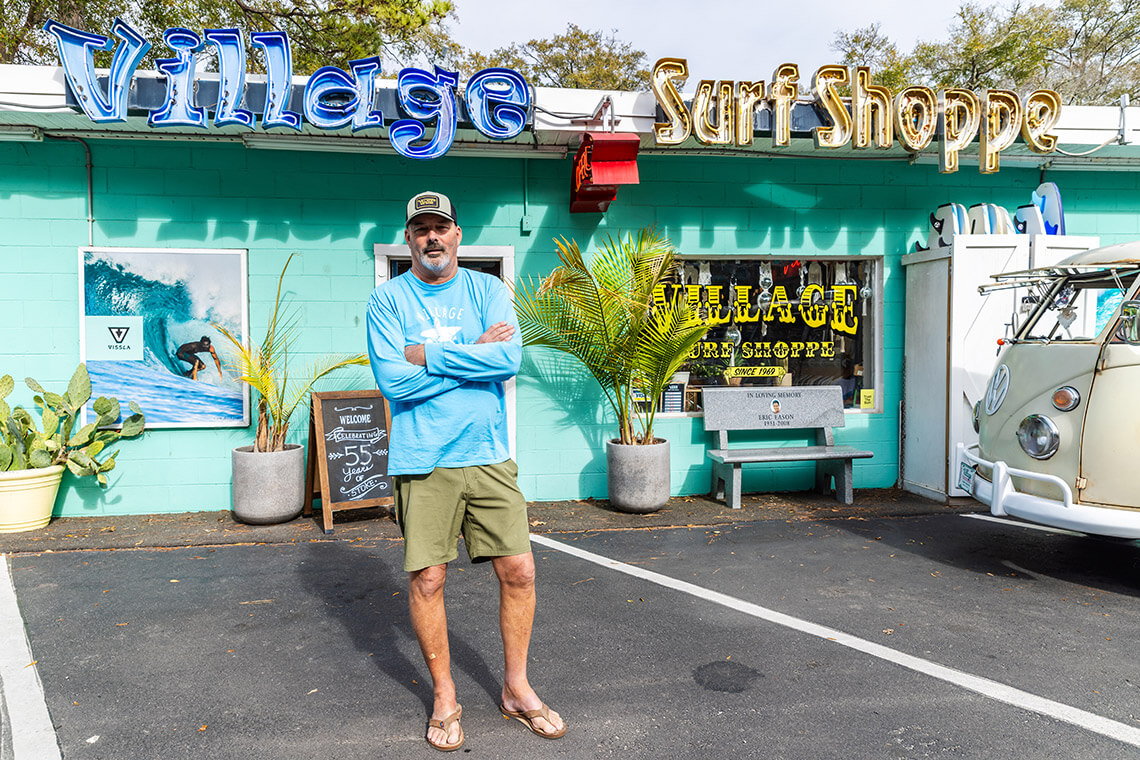 Richards outside of Village Surf Shoppe in Myrtle Beach 