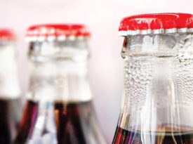 Line of glass soda bottles
