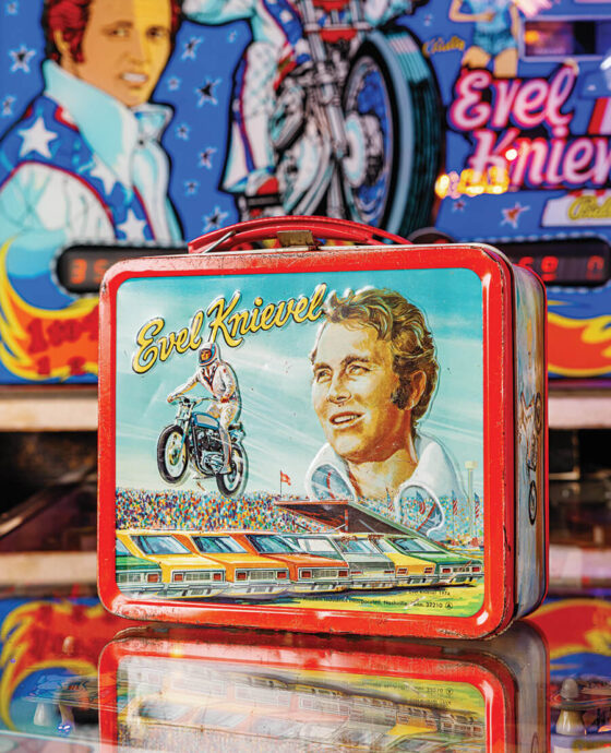 Evel Knievel Lunch Box in the Asheville Pinball Museum