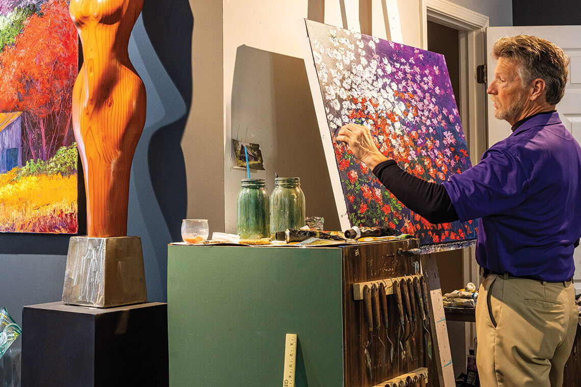 R.T. Morgan in his art gallery