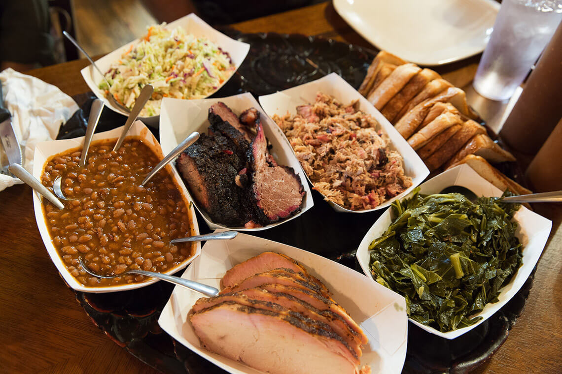 Smoked meats and sides at Haywood Smokehouse