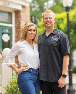 Michaela and Nathan Lowe outside of Southern Porch