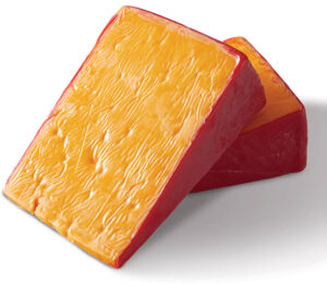 Wedges of hoop cheese. 