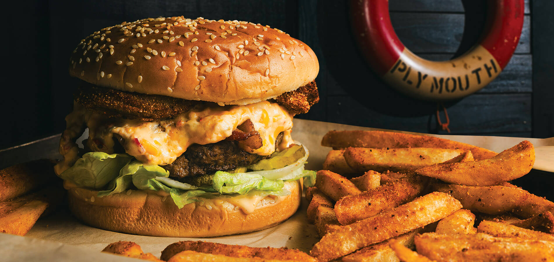 Burger from Winnie's Tavern in Wilmington NC