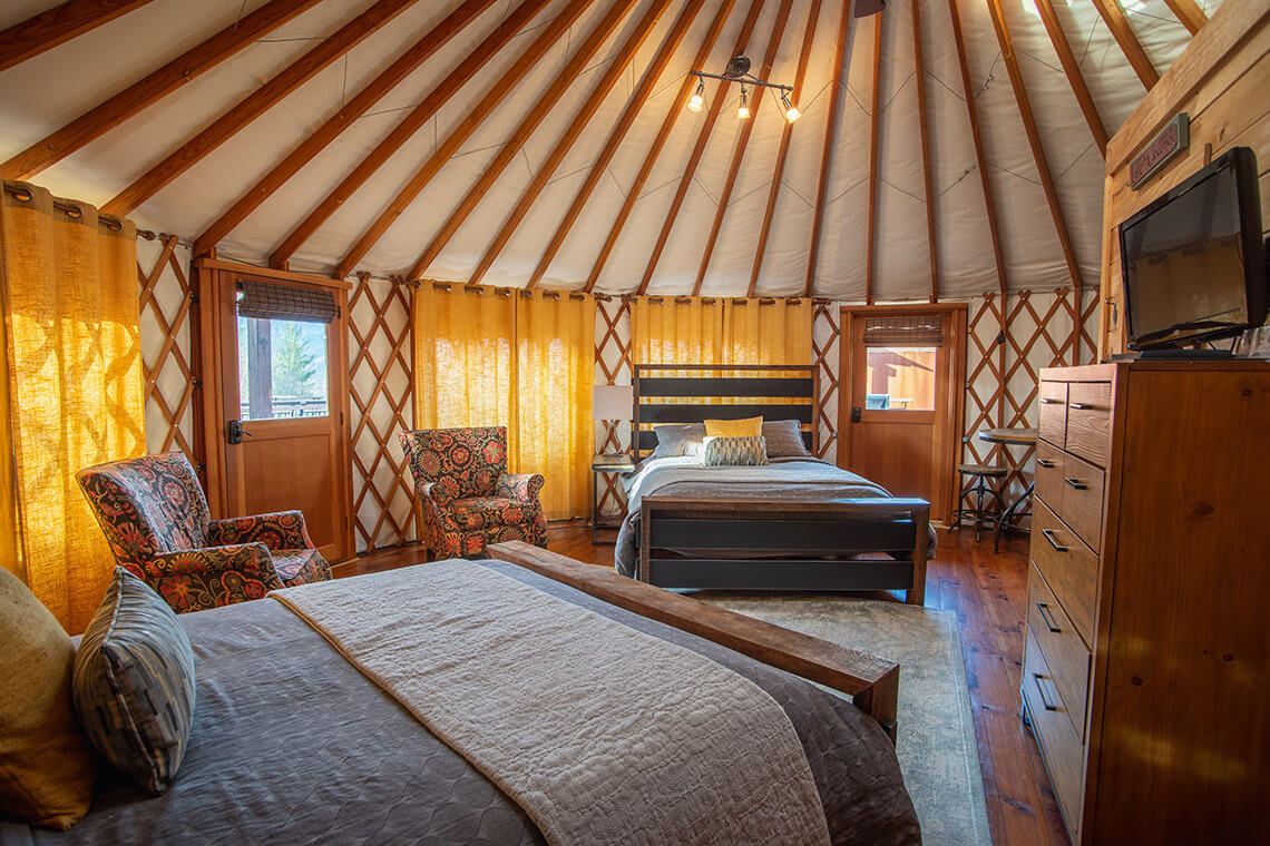 Interior of a yurt at Sky Ridge Yurts