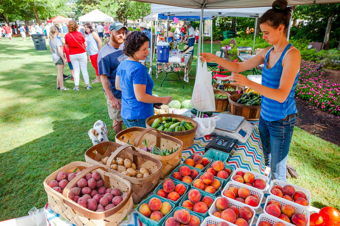 Shoppers at the Moore County Farmers Market