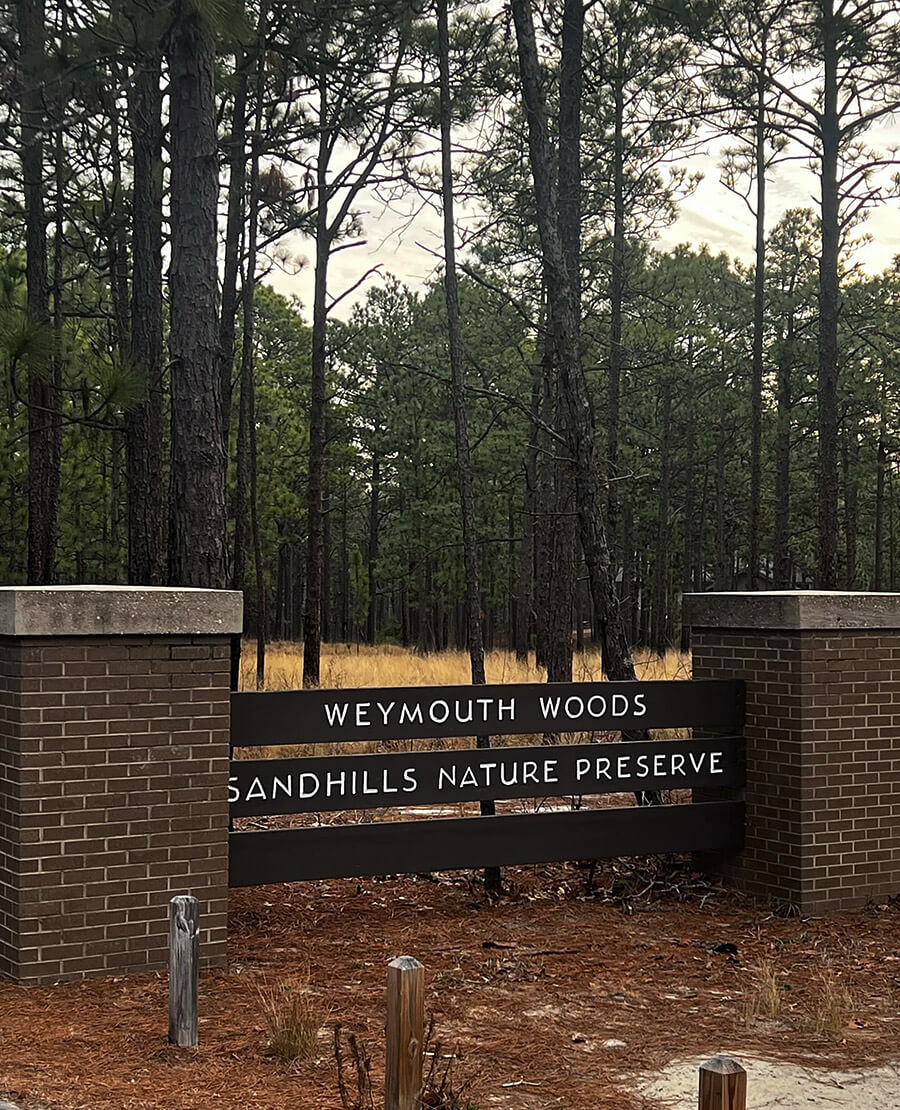 Entrance for the Weymouth Woods Nature Preserve