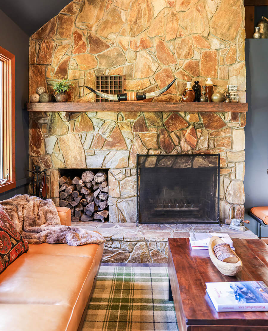 Fireplace at Outland Chalet and Suites