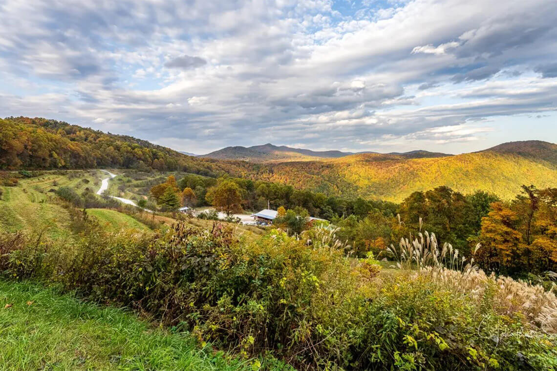 Rolling hills beyond the Orchard at Altapass in Mitchell County, NC