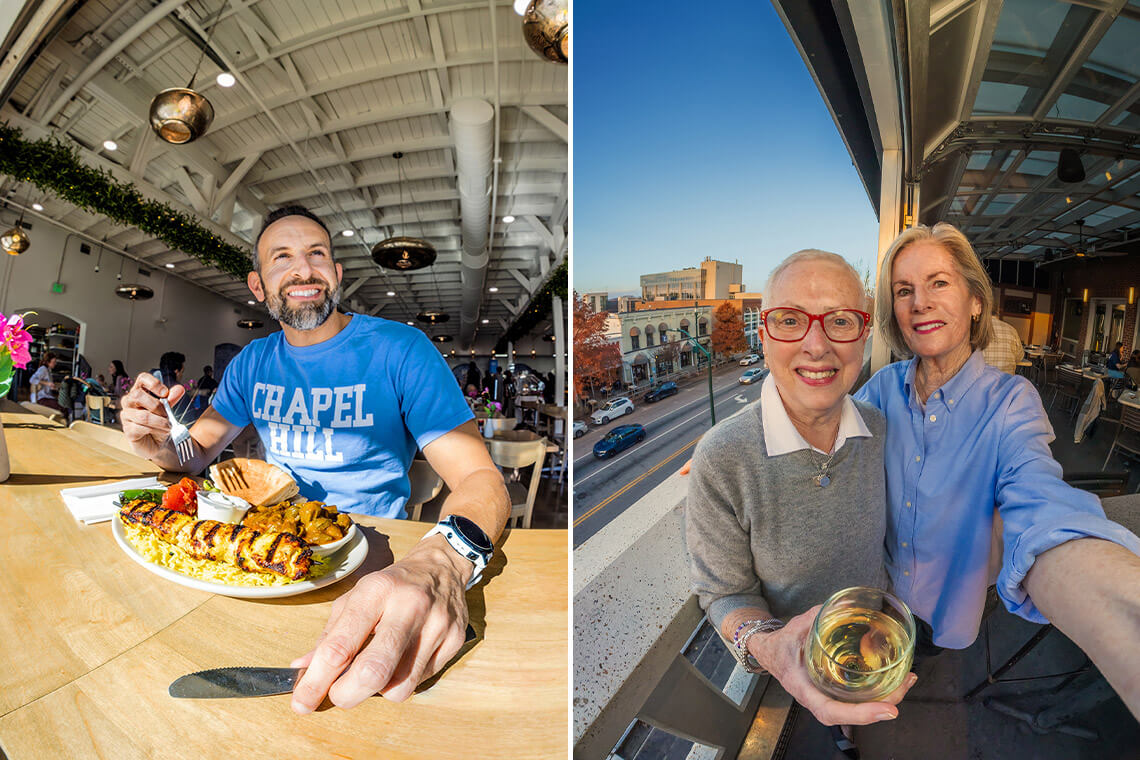 Man at Mediterranean Deli, ladies at Top of the Hill