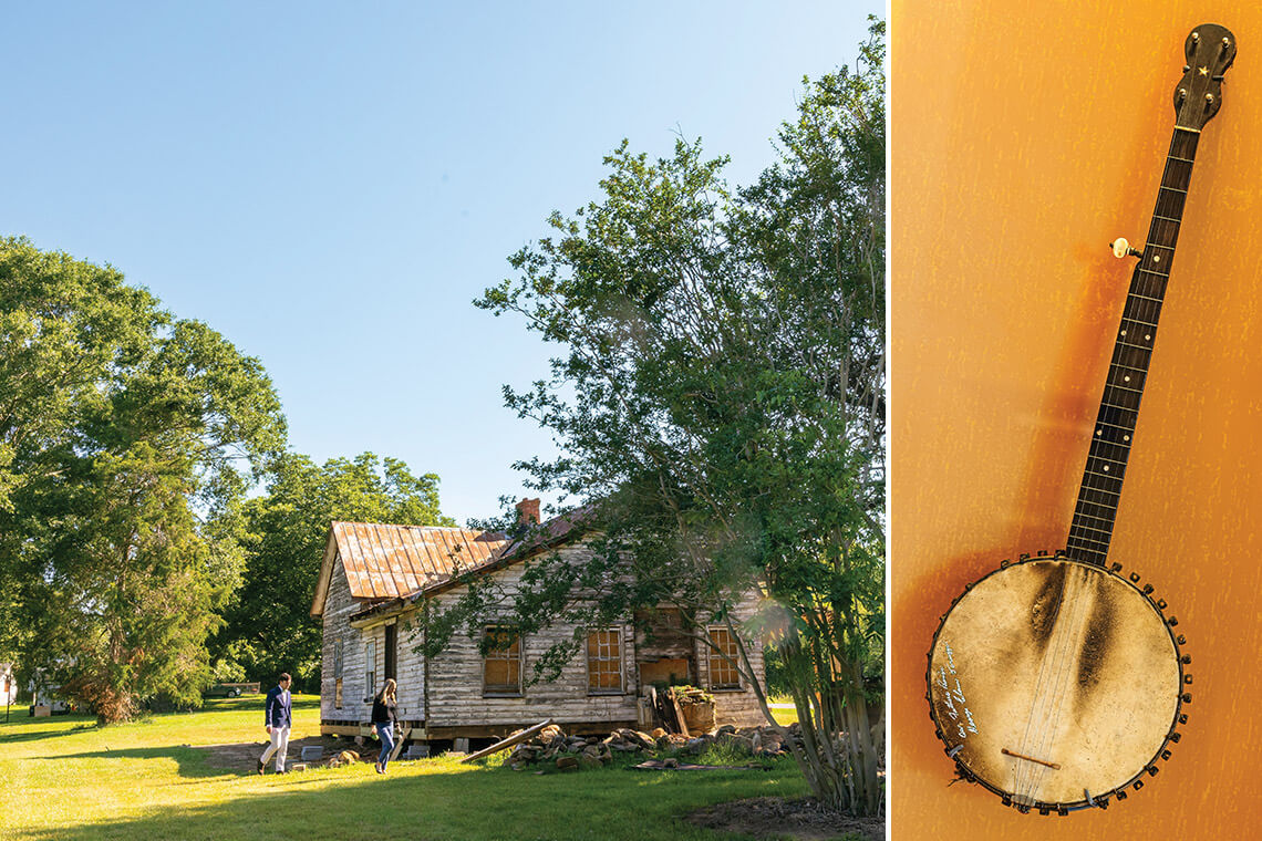 Scruggs's childhood home and his father's banjo