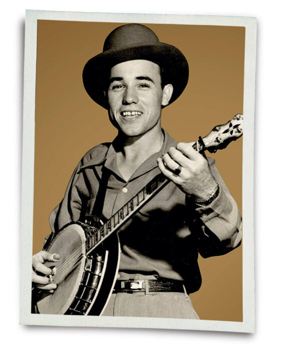 Photo of young Earl Scruggs with a banjo