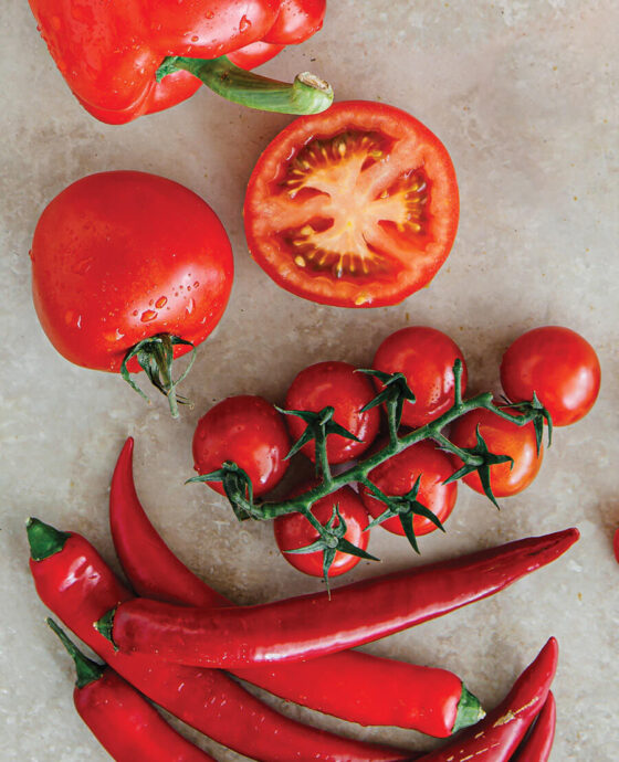 Tomatoes and red peppers