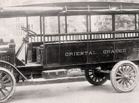 Oriental school bus pictured in 1917