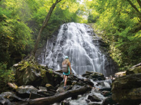 Hiker at Crabtree Falls