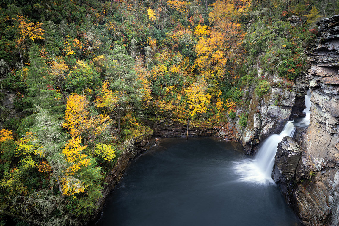 Overhead view of Linville Falls
