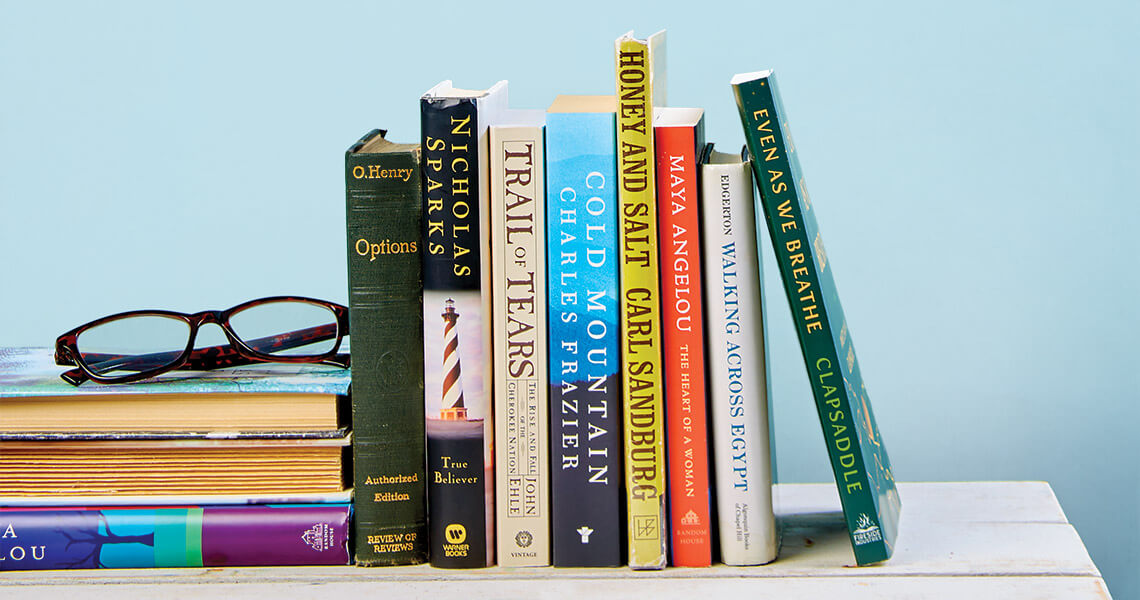 Stack of books by North Carolina authors