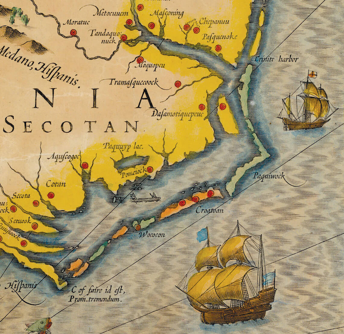17th-century map of coastal North Carolina