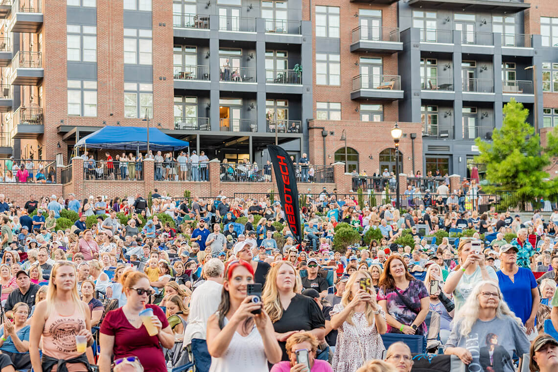 Festival goers at Bands Brews & BBQ in Mooresville, NC