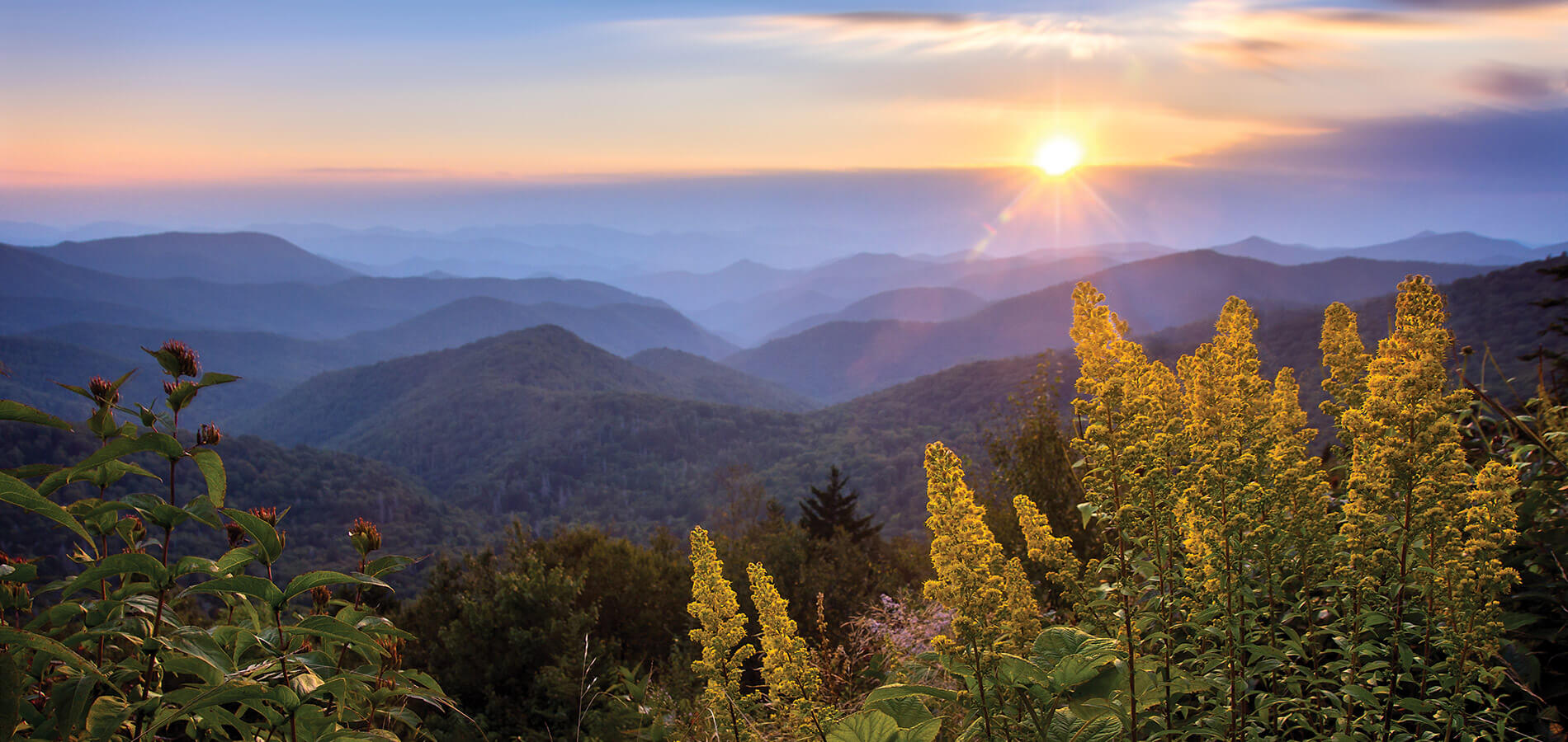 Sun setting in the Blue Ridge Mountains