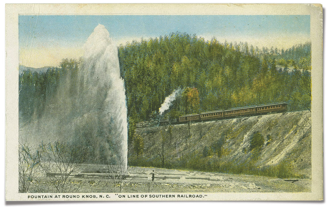 Postcard of a train at Swannanoa Tunnel
