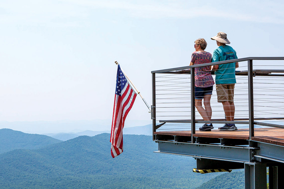 People at the observation deck at Pisgah Inn