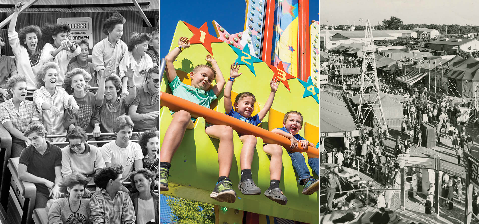 People riding rides at the North Carolina State Fair