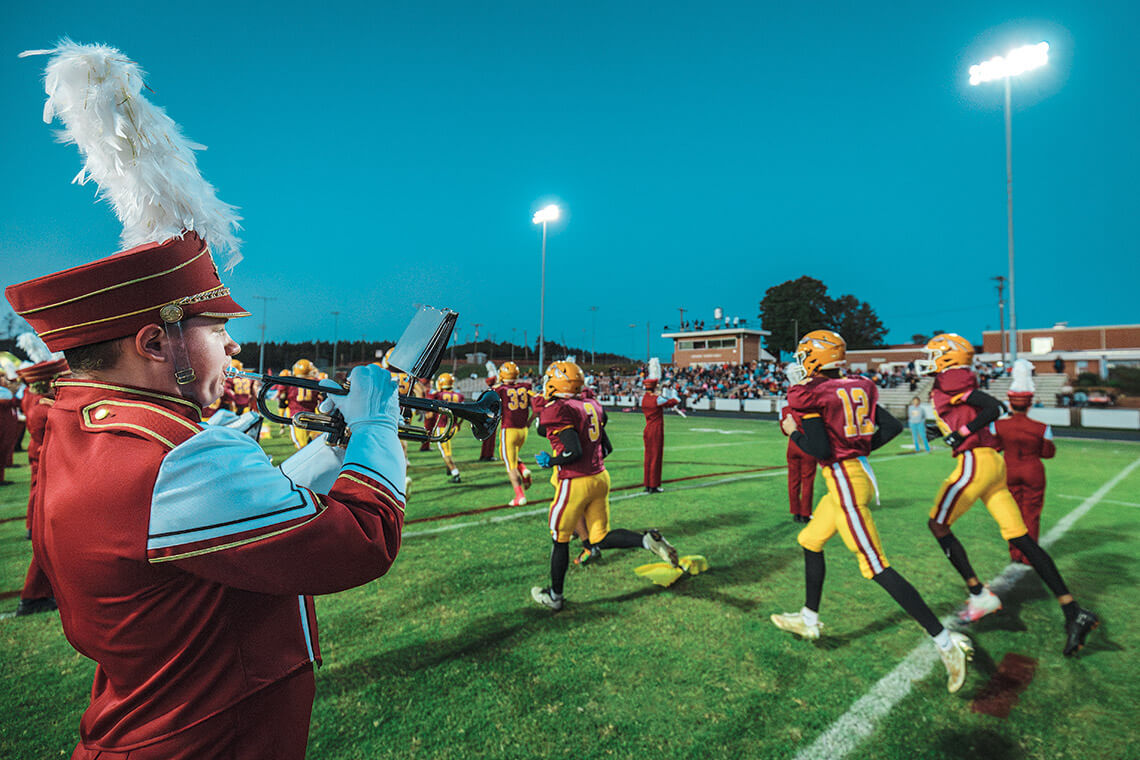 South Stokes High School marching band and football team