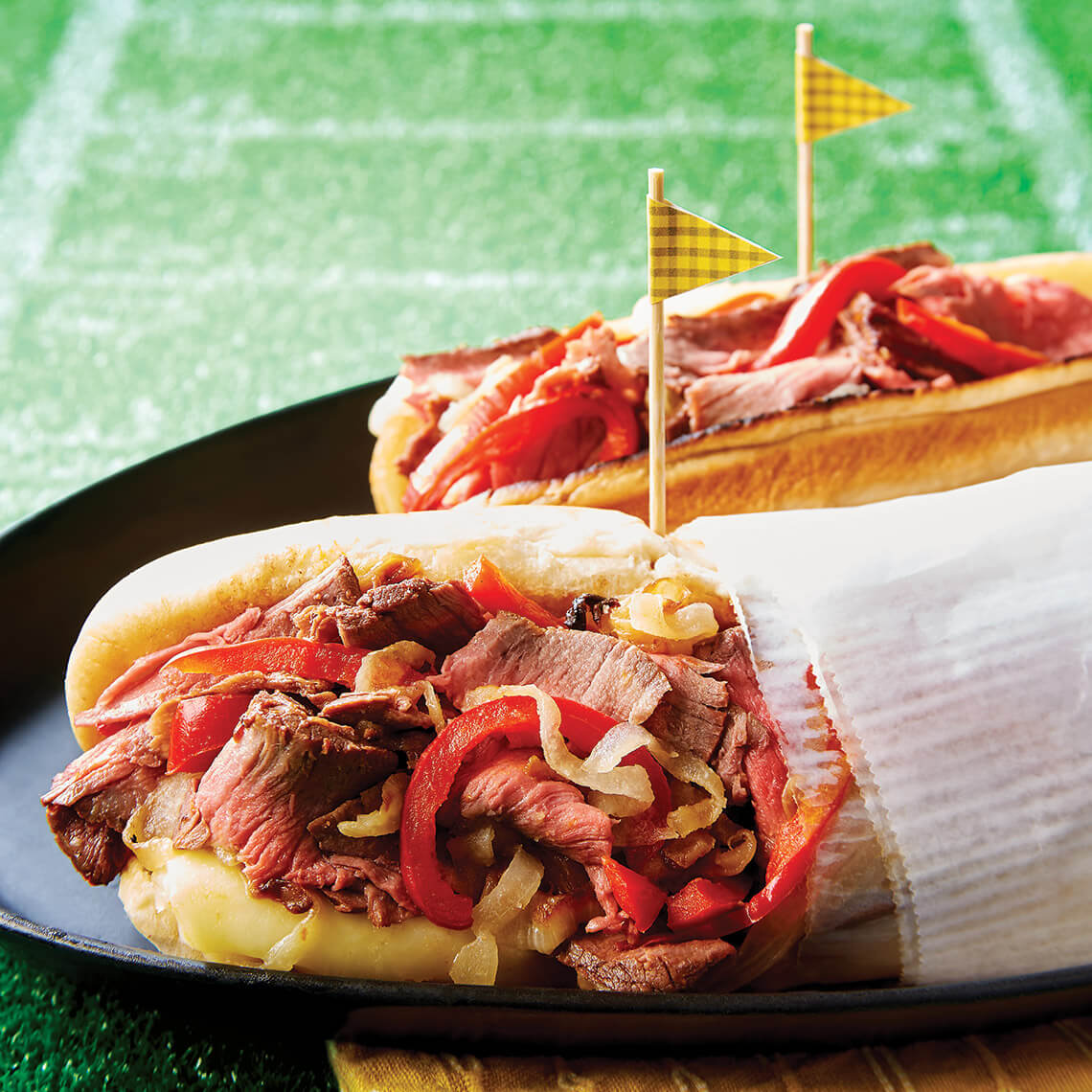 Grilled steak and cheese sub sandwiches