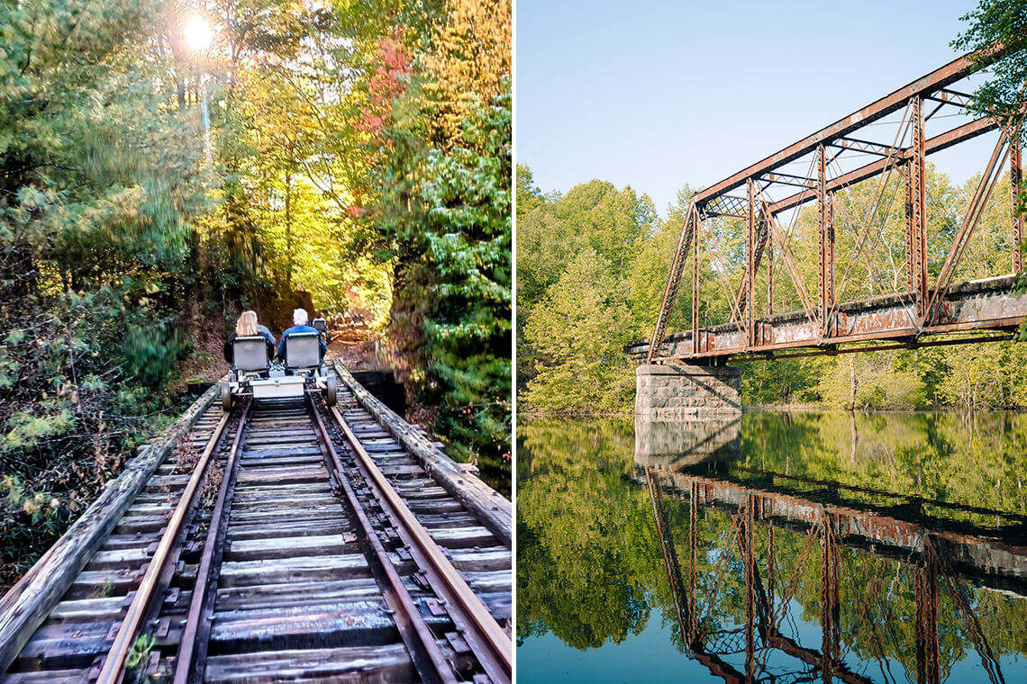 People riding on the Andrews Valley Rail Tour