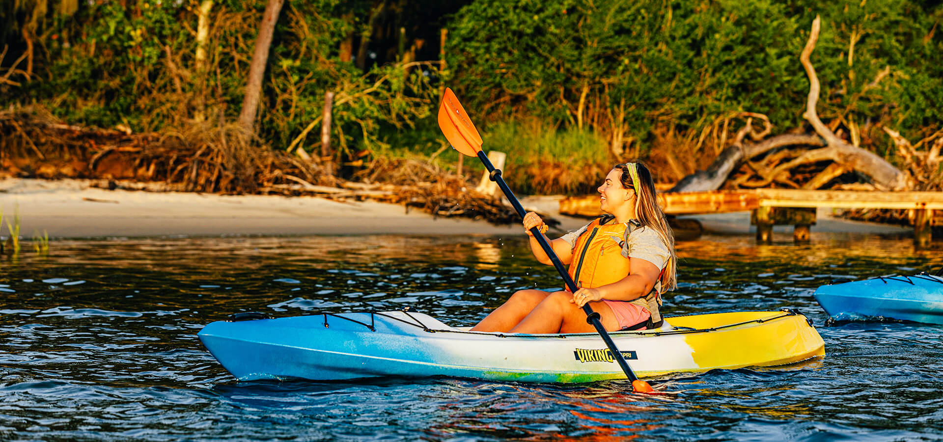 Woman kayaking at Hammocks Beach State Park