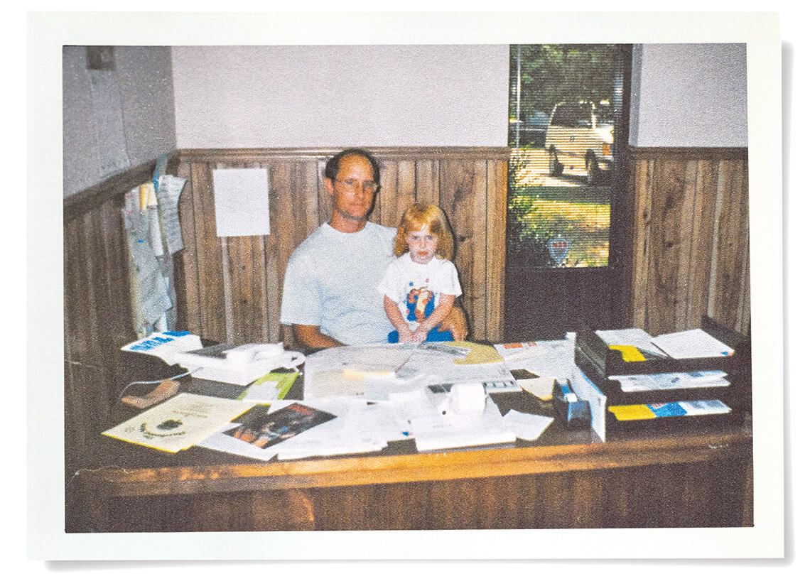 Peel with his daughter Helen, pictured as a child, at The Hardware Store