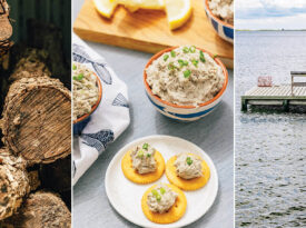 Pecan wood, smoked fish dip on crackers, and Craig Hamilton on the dock