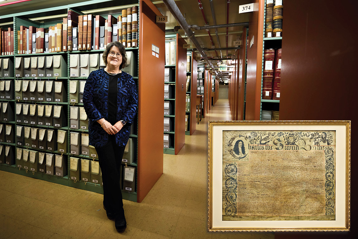Sarah Koonts in the state archives