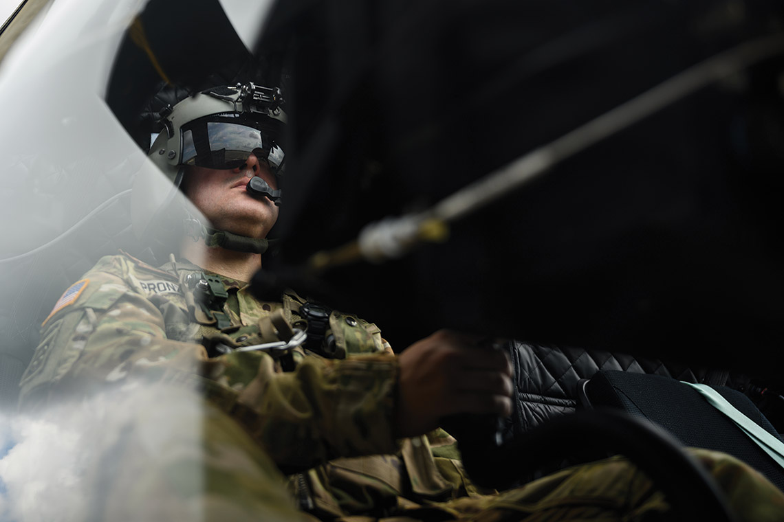 Evan Pronzata in the cockpit