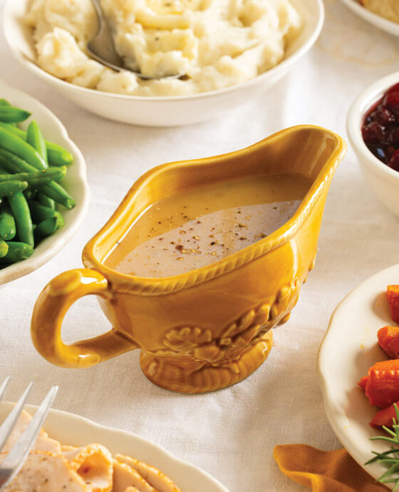Gravy boat on a table