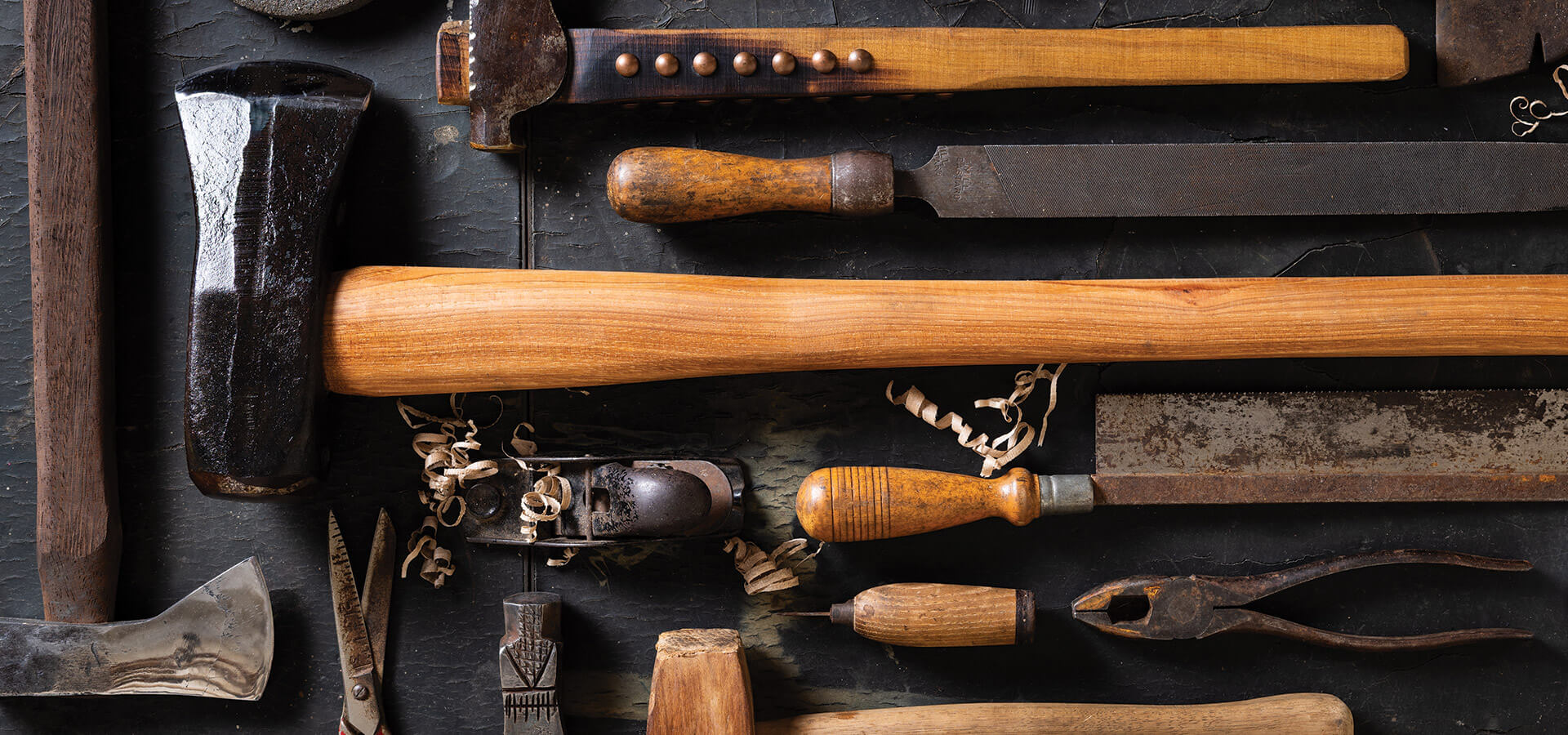 Handles of wooden tools at Wicked Iron Resurrections